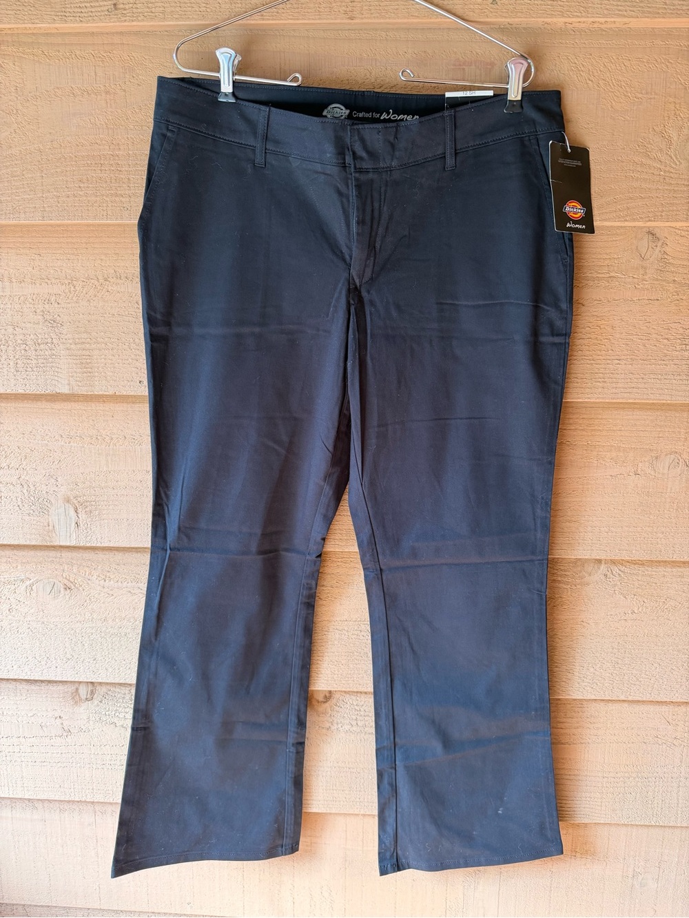 Dickies Women's FLEX Slim Fit Bootcut Pants Black Size 12 Short NWT